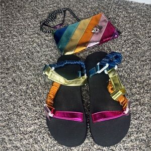 Colorful Strappy Sandals and Matching Purse